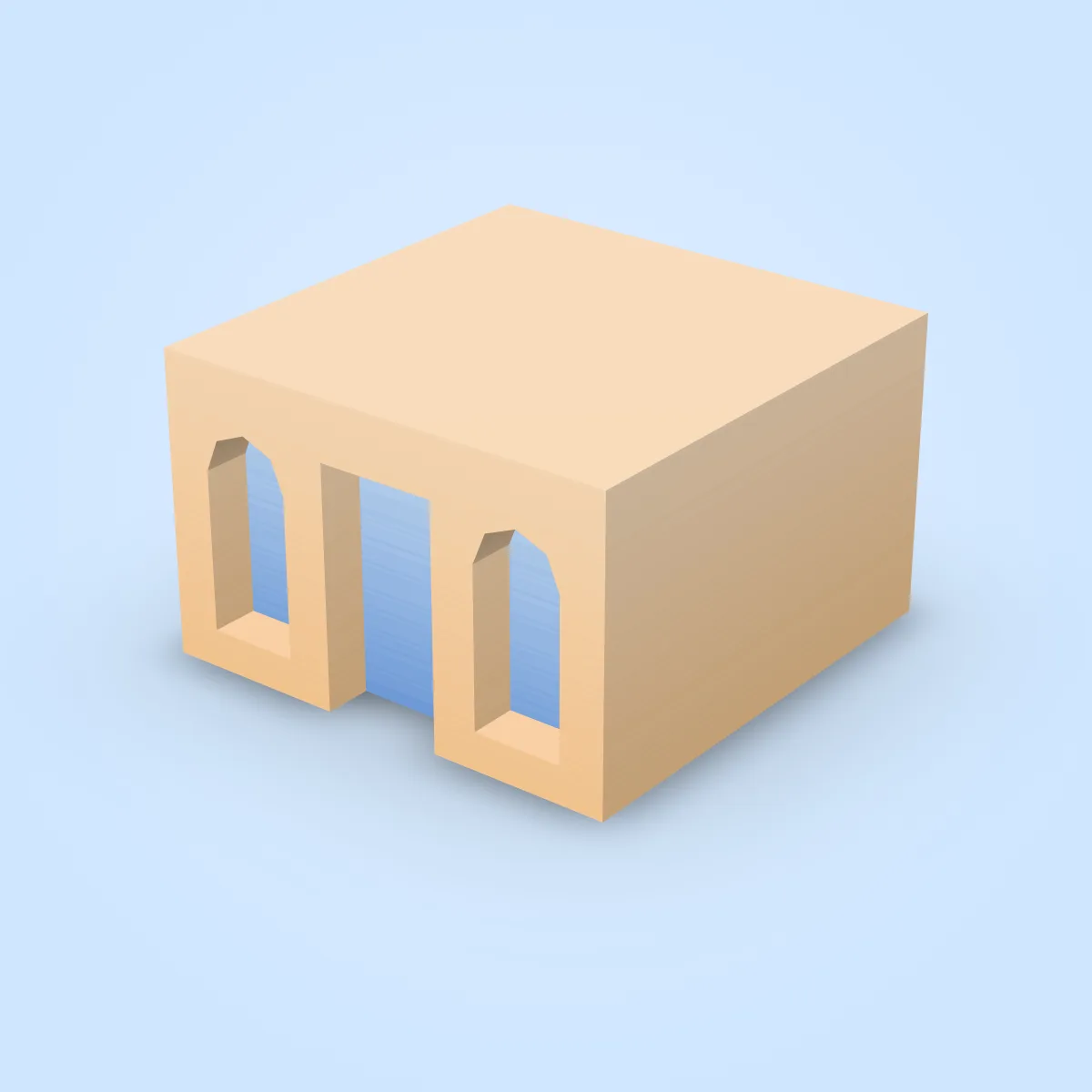 Building Window Door Window Round Model