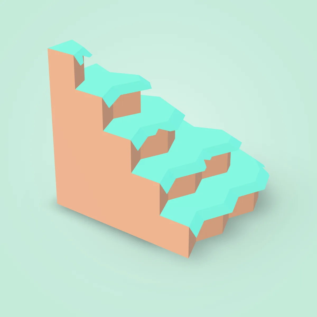 Cliff Steps Corner Rock Model