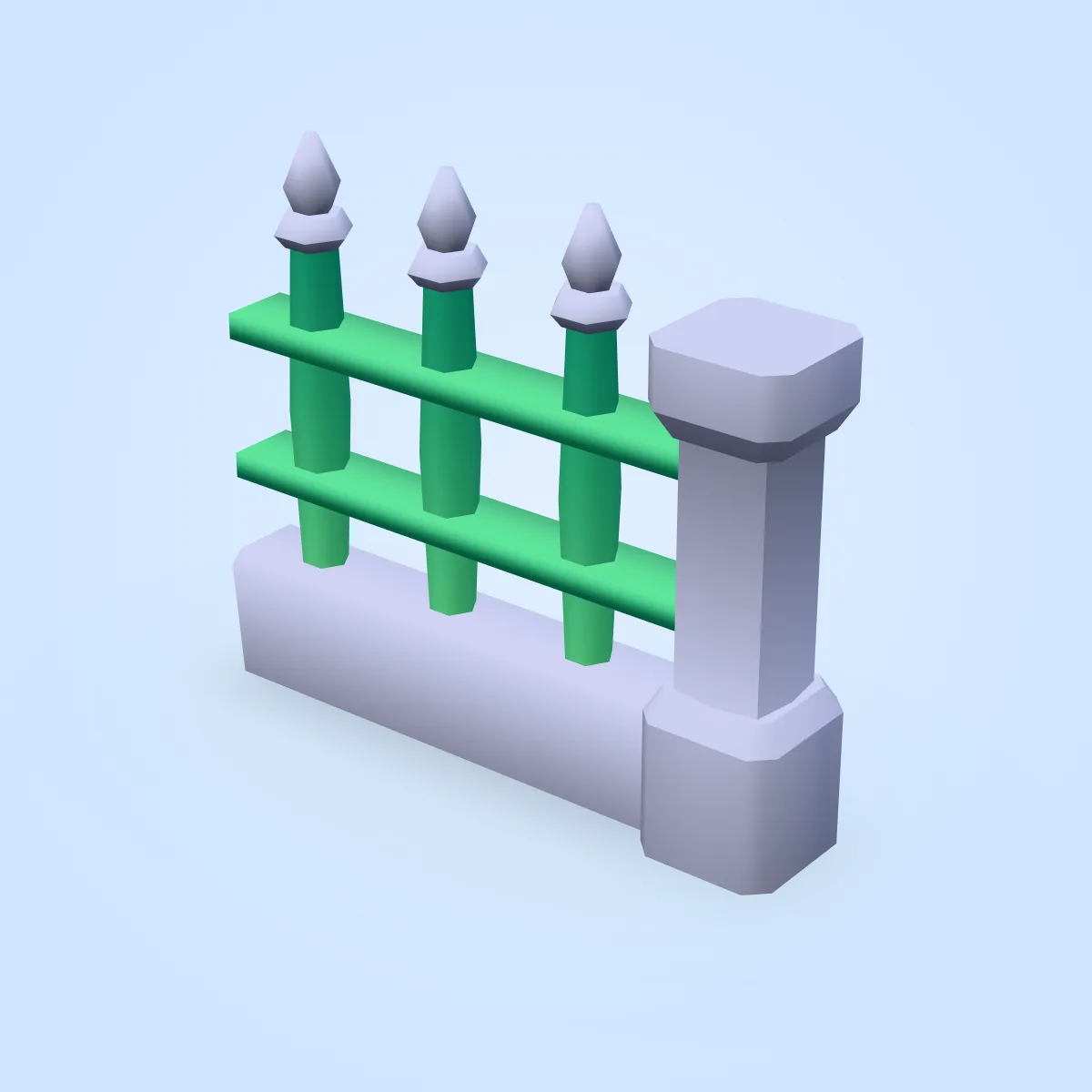 Iron Fence Border Column Model