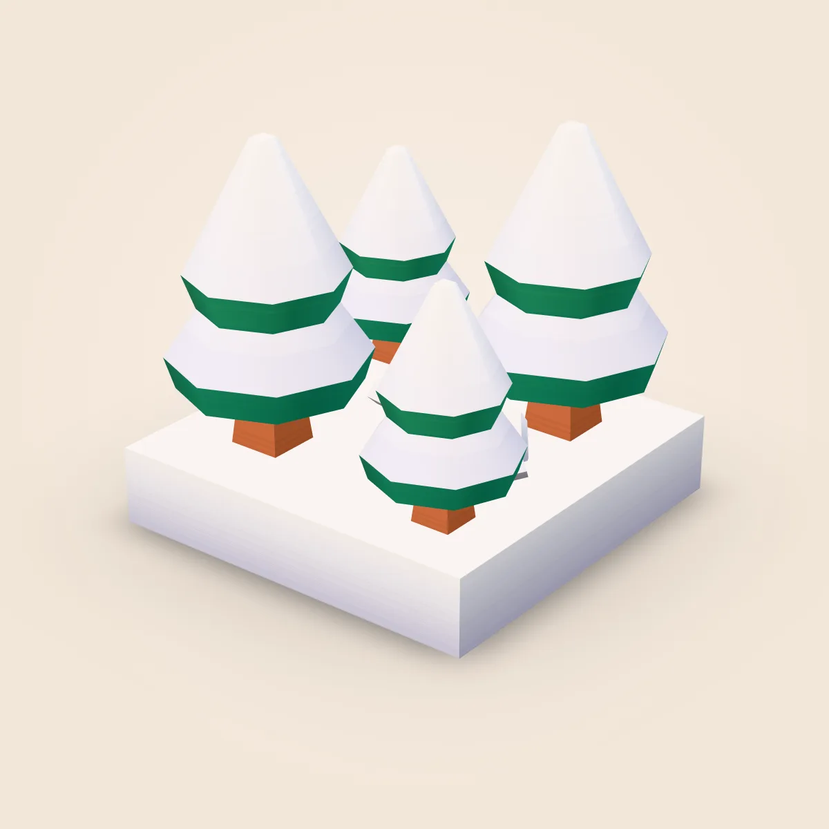 Snow Tile Tree Quad Model