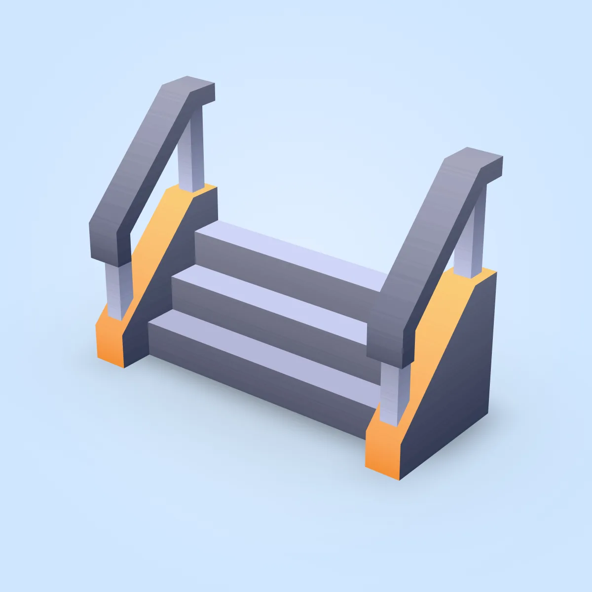 Stairs Small Edges Handrail Model
