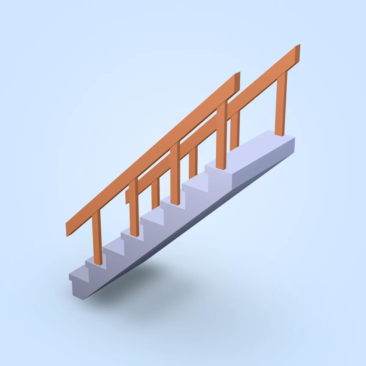 Stairs Stone Handrail Model