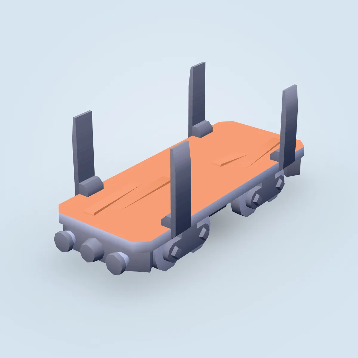 Train Carriage Flatbed Wood Model